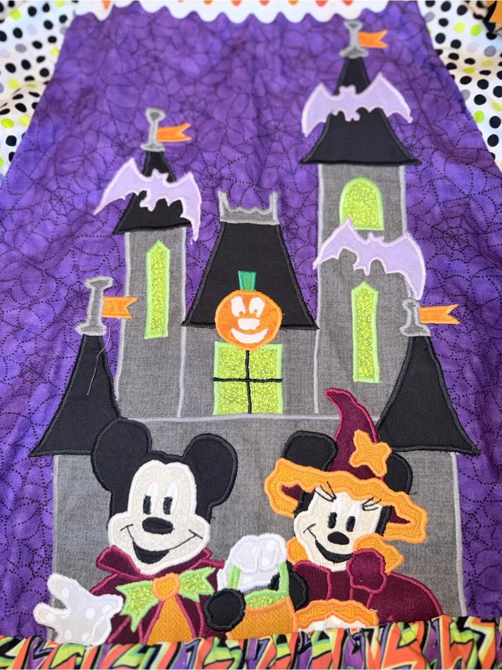 Disney Mickey & Friends Halloween Appliqué  Custom Dress - Orange & Purple
